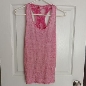 Pink Lace Back Women's Tank Top